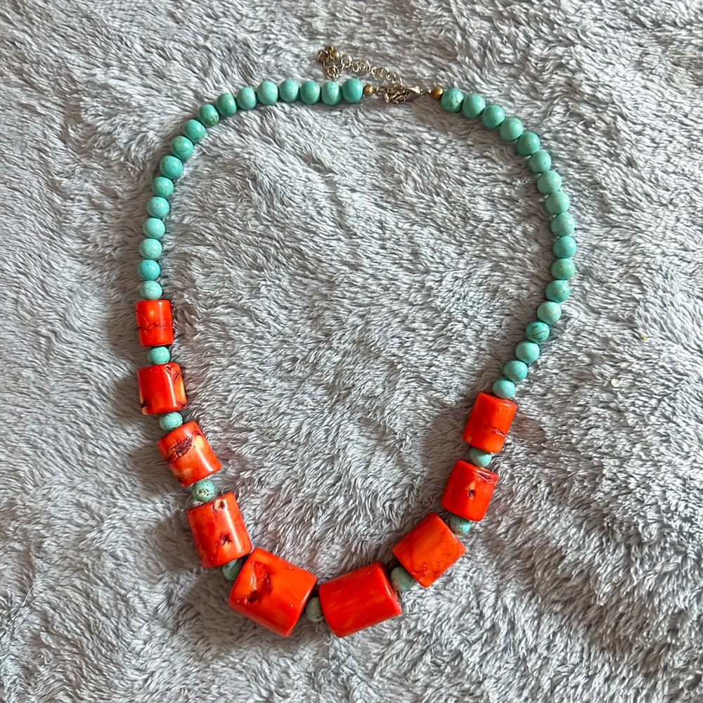 Source Unknown Vibrant Blue and Red Necklace